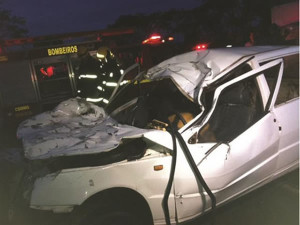 Acidente fatal na BR-050: carro invade pista contrária e bate de frente em caminhão. Foto: Divulgação