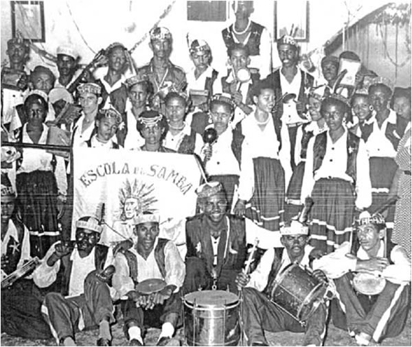 Escola de Samba Tabajaras, foto da década de 1950. Foto: Divulgação 