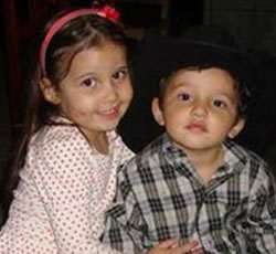Nicoly Ferreira Cardoso fez 5 anos no dia 7. Na foto, com o irmãozinho Nicolas. Filhos de Michela e Maurício Ferreira da Silva