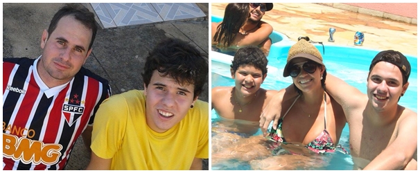 Gabriel é muito ligado à família e amigos! Na foto da direita está acompanhado do pai Thiago Lourenço e na foto da esquerda com o irmão Dudu e sua mãe Kenya Peixoto