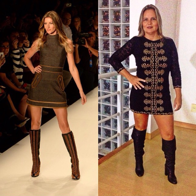 Ela sempre diverte todos em suas redes sociais postando fotos em comparação a Gisele Bündchen