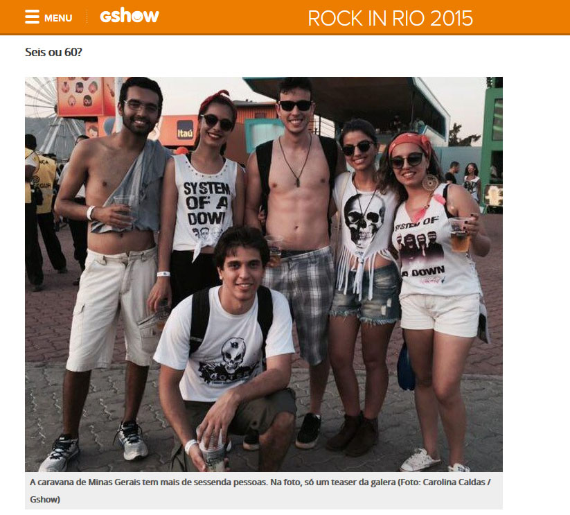 Os araguarinos estiveram presentes no 4º dia do Rock in Rio e foram até destaque no site GSHOW (Globo)