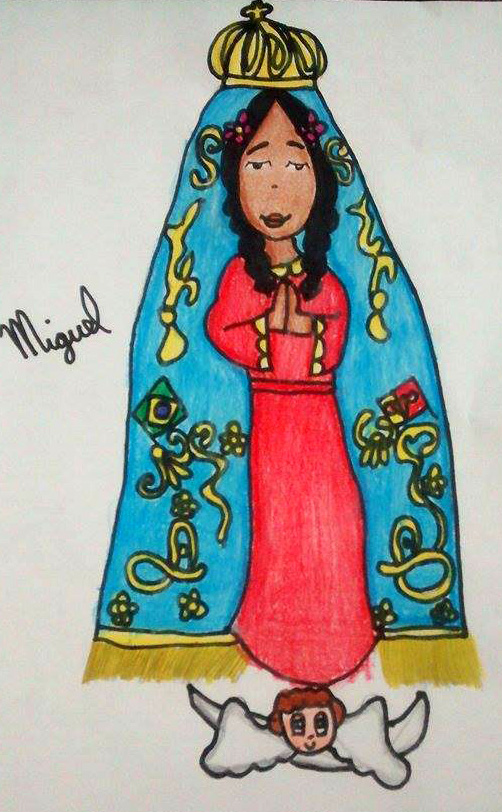 Desenho de Nossa Senhora Aparecida, homenageada no dia 12 de outubro