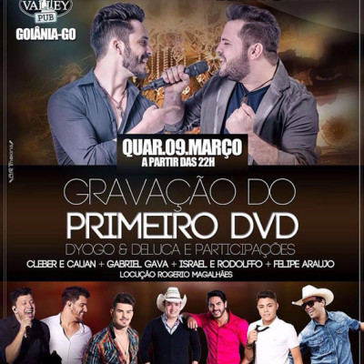 Vamos falar de evento bom! Os araguarinos Dyogo e Deluca desembarcam em Goiânia, capital do sertanejo universitário, para a gravação do seu novo DVD. O evento acontece hoje a partir das 22h na casa de festa VALLEY PUB, uma das mais frequentadas pelo público da noite goiana. A dupla recebe no palco vários artistas como Gabriel Gava, Israel & Rodolffo e muito outros de renome nacional. Estou sabendo que em van fretada rumo a Goiânia, mas nós ficamos aqui ansiosos pelo resultado do novo DVD da dupla. Sucesso meninos!