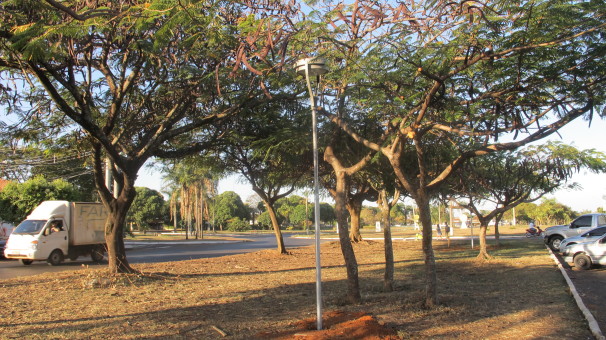 Instalação dos suportes para as lâmpadas teve início na avenida Mato Grosso