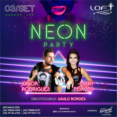 Sejam bem-vindos a mais uma edição da nossa Acesso Restrito. Dias agitados e nós começamos com dicas para o final de semana. Neste sábado acontece mais uma edição da famosa Neon Party. A festa que originalmente começou no Salinas Cervejaria, agora se estende a boate Loft Hall com uma estrutura melhor e mais ampla aos baladeiros. Nesta primeira edição de 2016, o evento contará com a presença do Live de Mary Peixoto e o Dj Rodrigues. Esperamos todos vocês lá pra mais esta edição que tem nome na cidade. #NeonParty