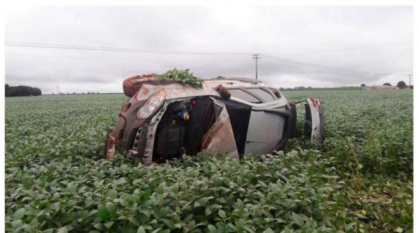 Veículo tombou numa plantação ao lado da rodovia ** Gazeta do Triângulo