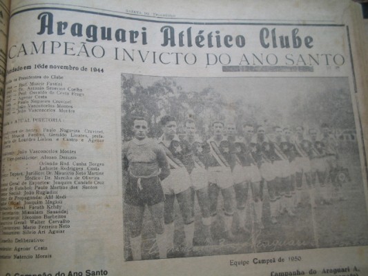 Araguari Atlético Clube, campeão do ano santo - 1950