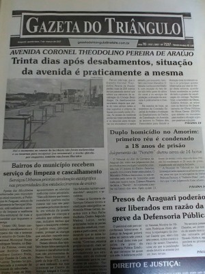 ANOS 2000 – Há dez anos, coincidentemente a manchete era semelhante a de uma edição recente: problemas estruturais na avenida Coronel Theodolino Pereira de Araújo. No aniversário de 70 anos foi festejado no impresso e de fora dele. Muitas matérias destacaram a data. Na capa desta edição, também houve uma nota anunciando a nova coluna que passaria a integrar o jornal: Direito e Justiça, do advogado Rogério Fernal.