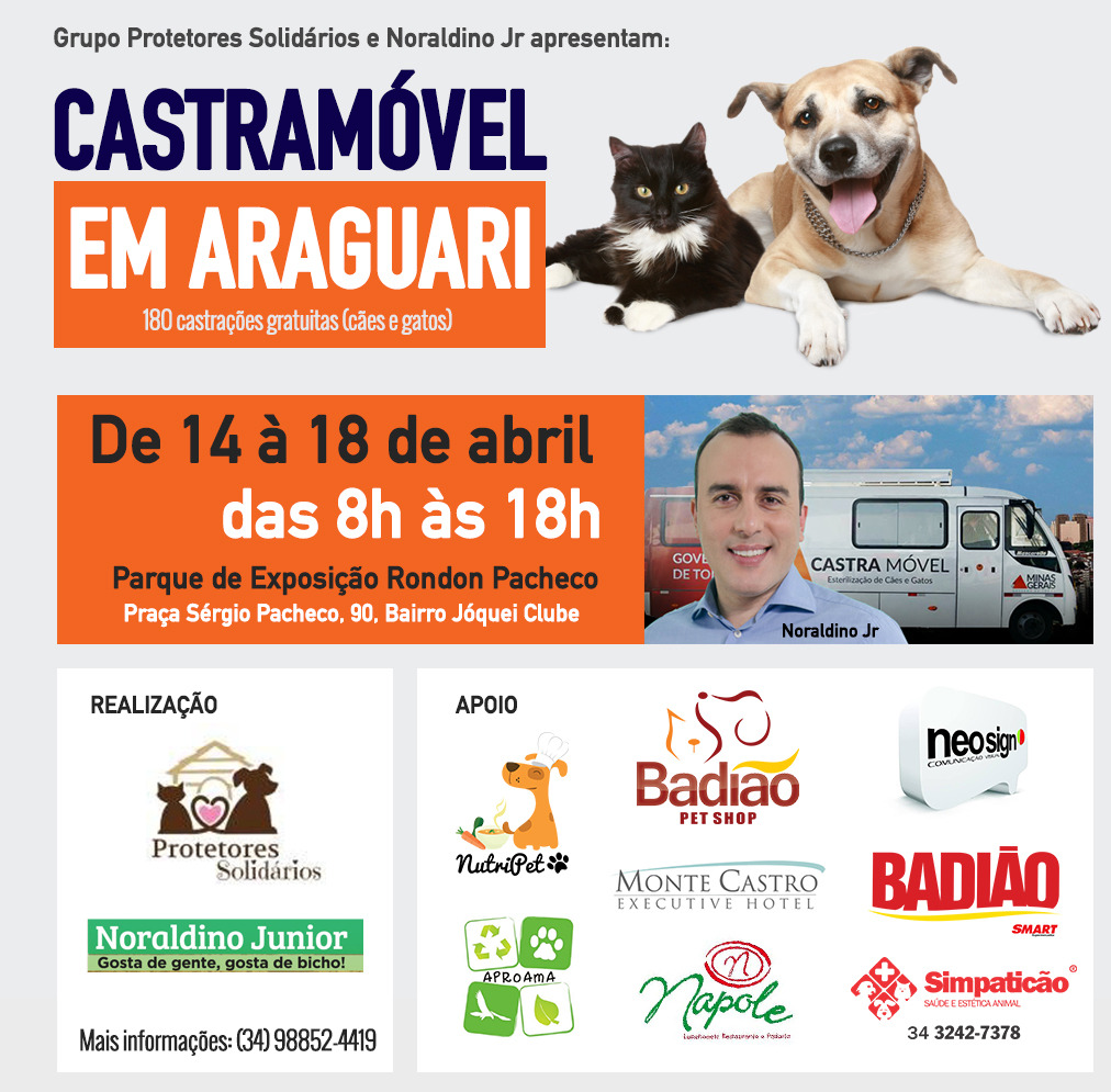 Em Araguari, projeto irá castrar gratuitamente 200 animais