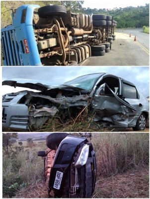 Dois carros de passeio e uma carreta envolvidos em acidentes nas rodovias