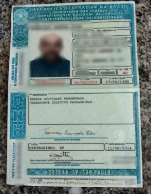 CNH falsa apreendida pelos policiais