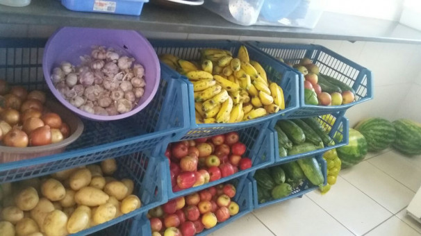 Nesta semana as escolas receberam diversos itens de alimentos como frango, peixe, ovos, frutas, verduras e iogurte