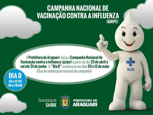 Durante o Dia “D” as unidades de saúde ficarão abertas das 8 às 17h