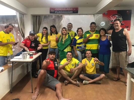 Consulado do Flamengo em Araguari se vestiu de verde e amarelo para acompanhar mais um jogo da Seleção Brasileira na Rússia