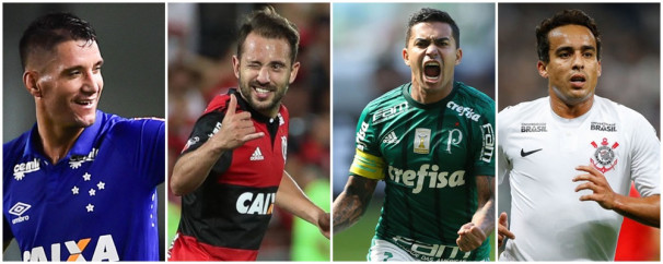 Tiago Neves é uma das estrelas da Raposa mineira FOTO EVERTON RIBEIRO Everton Ribeiro comanda o meio de campo rubro-negro FOTO DUDU Dudu é o craque palmeirense FOTO JADSON Jadson, maestro corintiano