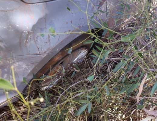 Veículo saiu da pista depois que seu condutor perdeu o controle da direção ** Divulgação