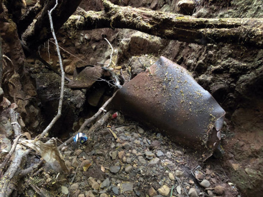 Partes de veículo são encontradas na encosta da BR-050
