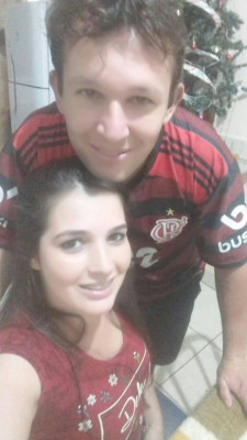 Atleta de futebol amador Anésio Ramos e sua esposa Amanda Monteiro