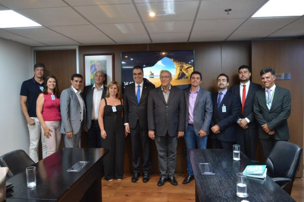 Vereadores de Araguari, o prefeito Marcos Coelho e representantes da secretaria de Educação se reuniram com a presidente do FNDE, Karine Santos